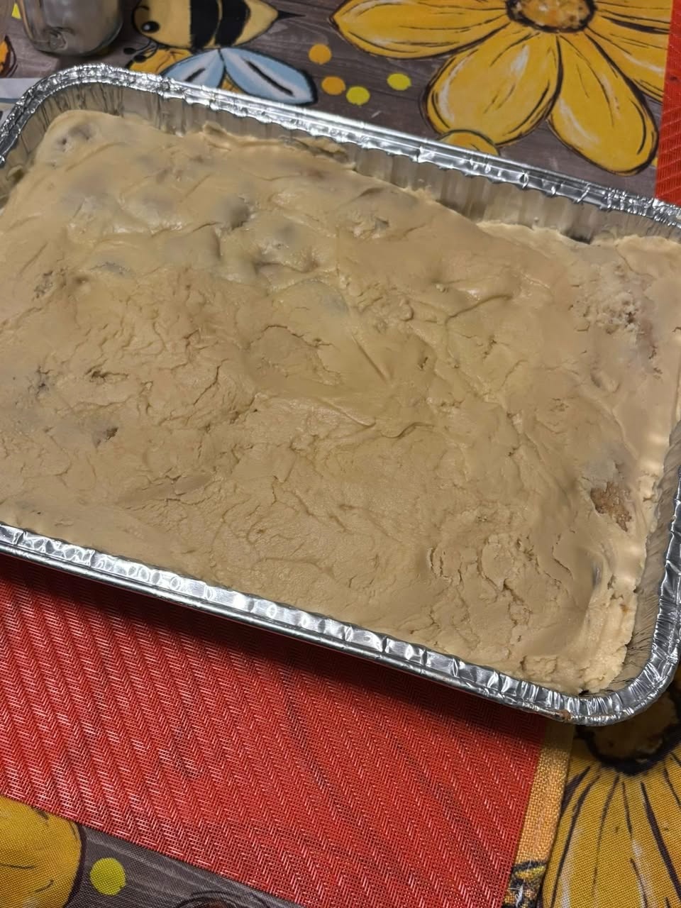 Chocolate pound cake with homemade peanut butter frosting