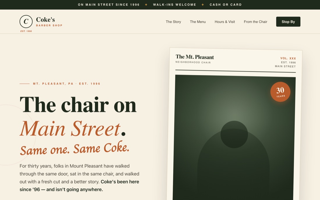 Coke's — website hero preview