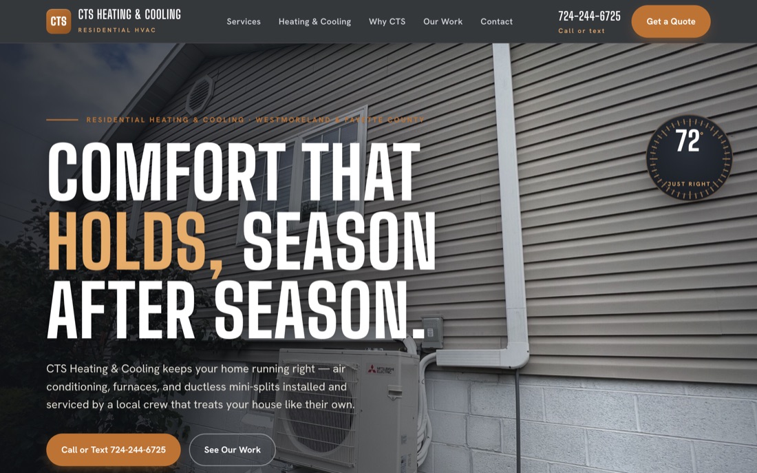 CTS Heating & Cooling — website hero preview