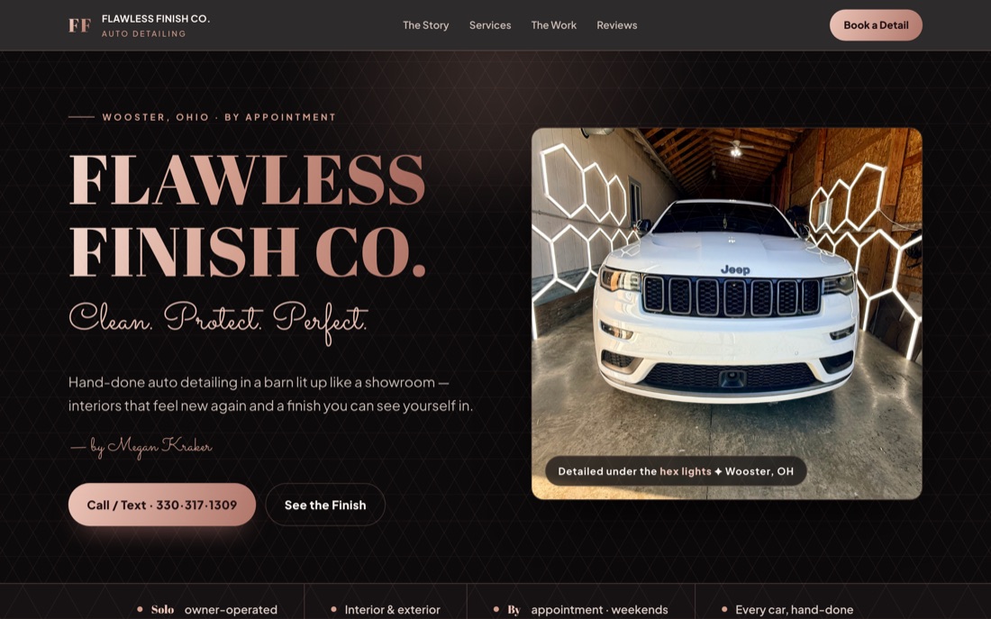 Flawless Finish Co. — website hero preview
