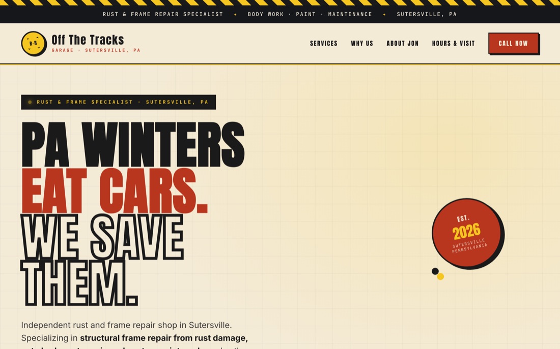 Off the Tracks — website hero preview