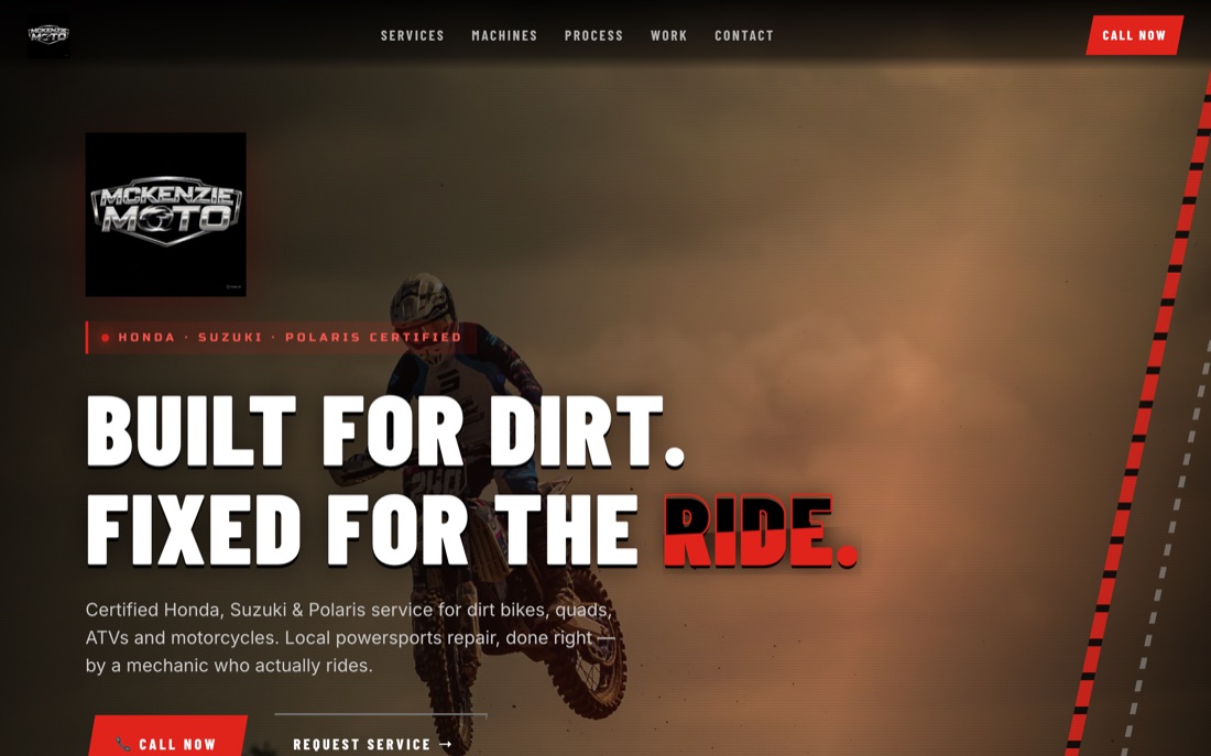 Mckenzie Moto — website hero preview