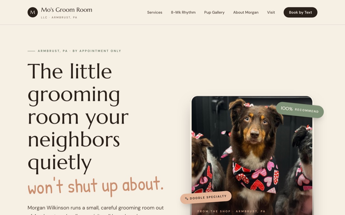 Mo's Groom Room — website hero preview