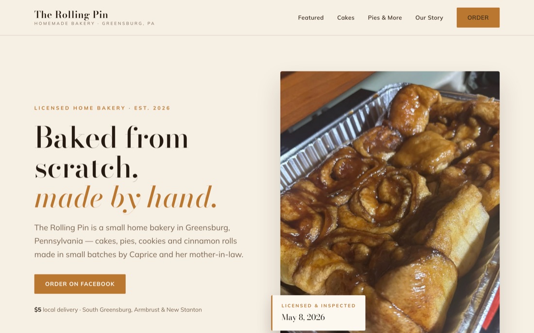The Rolling Pin — website hero preview