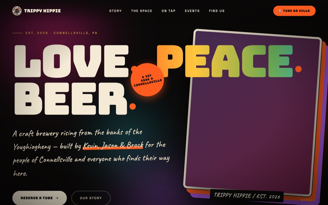 Trippy Hippie Brewing ✺ — website hero preview