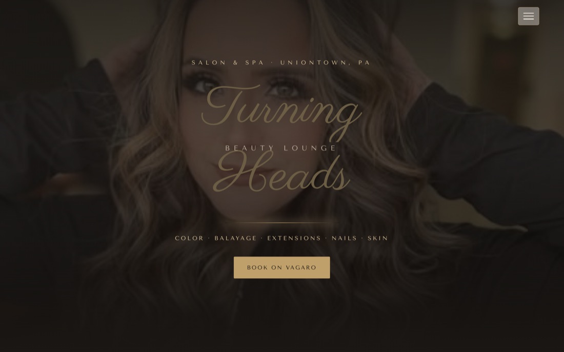 Turning Heads Beauty Lounge — website hero preview