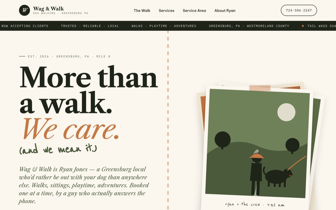 Wag & Walk — website hero preview