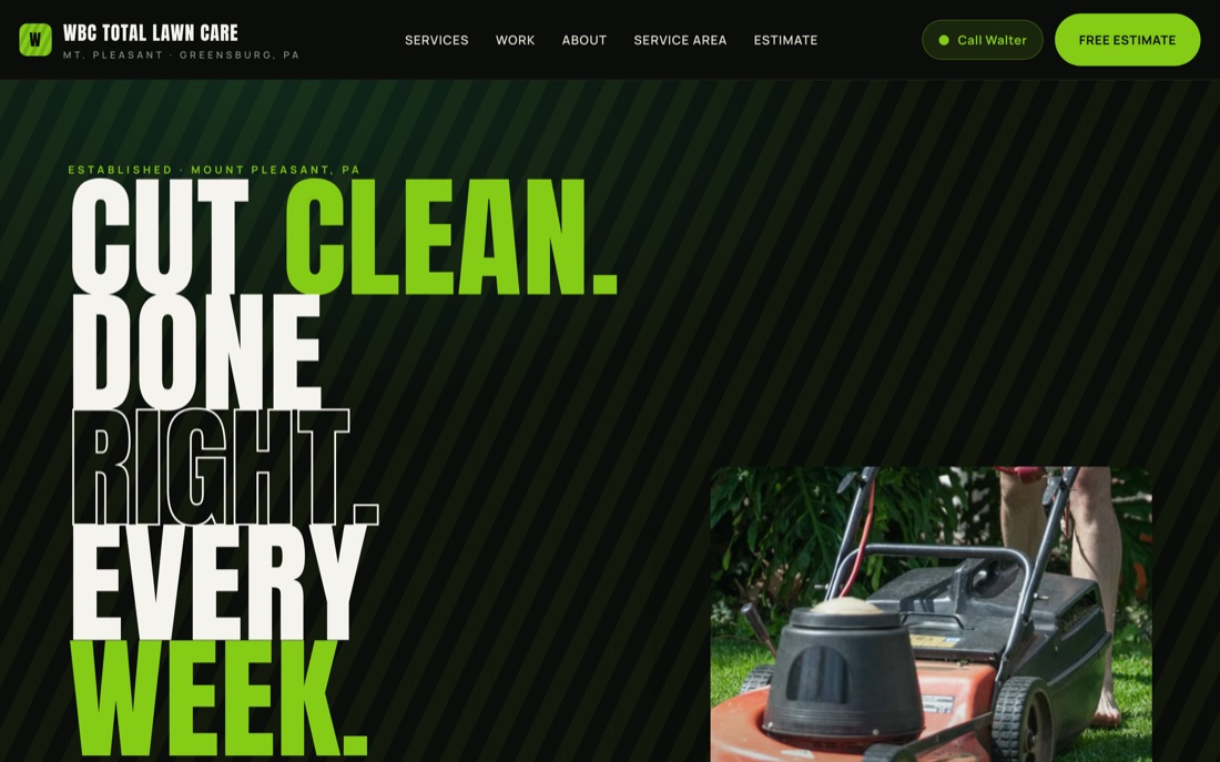 WBC Total Lawn Care — website hero preview