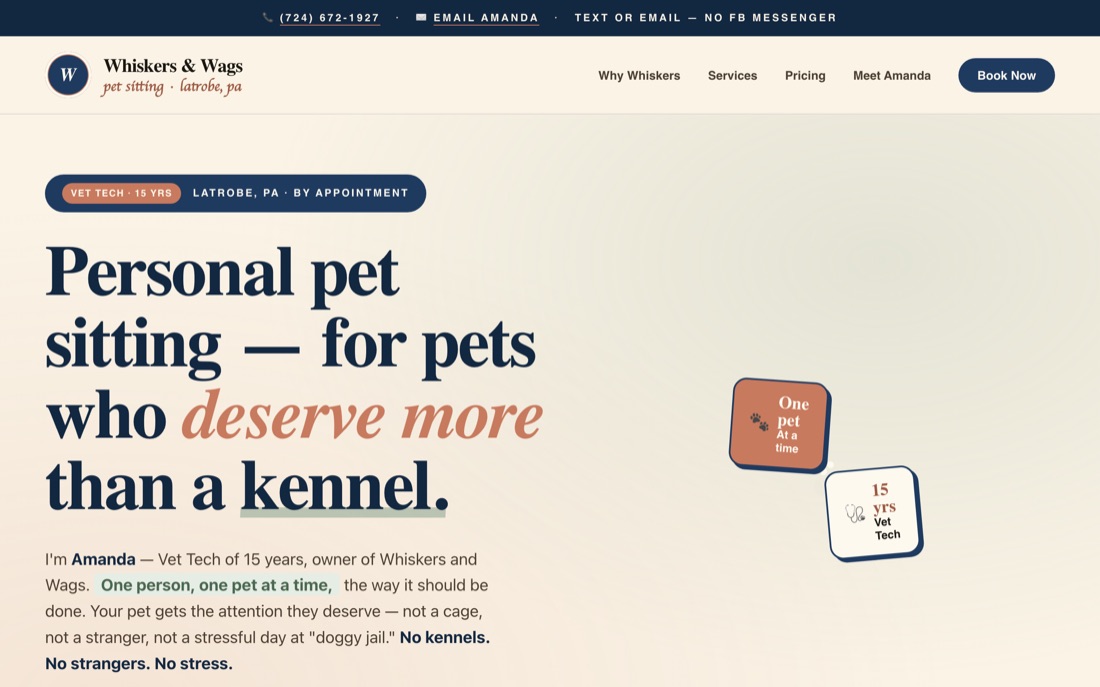 Whiskers & Wags — website hero preview